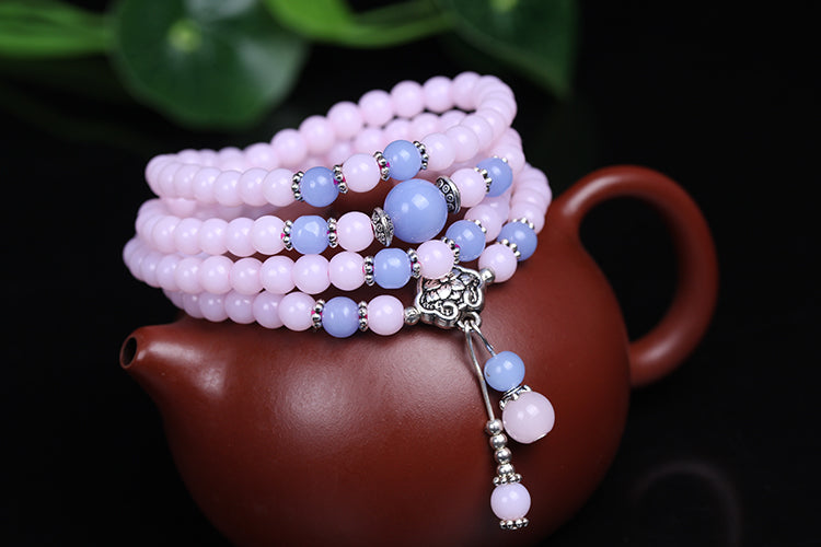 New Fashion 6mm Chalcedony Beads Tibetan Buddhist 108 Prayer Beads Necklace Gourd mala Prayer Bracelet for Meditation