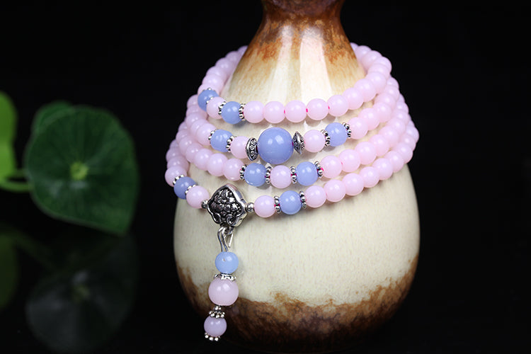 New Fashion 6mm Chalcedony Beads Tibetan Buddhist 108 Prayer Beads Necklace Gourd mala Prayer Bracelet for Meditation