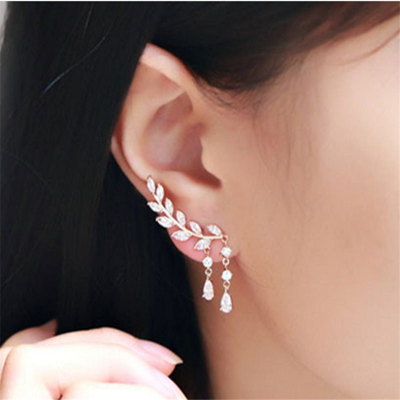 Imitation Pearl Heart Crystal Flower Bow Leaf Angel Wings Geometry Stud Earrings for Women Jewelry