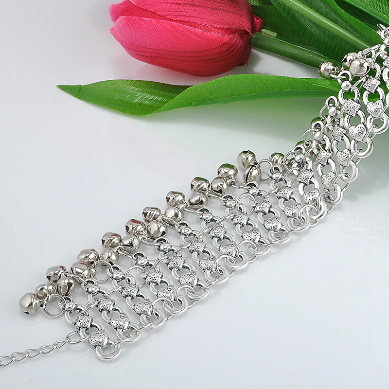 New Fashion Sexy Vintage Silver Anklet Chain Lots Bell Beads Ankle Bracelet Foot Jewelry For Women Barefoot Sandal