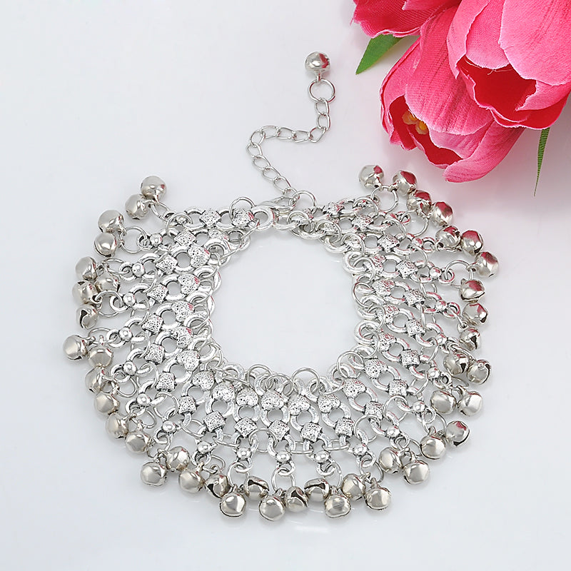 New Fashion Sexy Vintage Silver Anklet Chain Lots Bell Beads Ankle Bracelet Foot Jewelry For Women Barefoot Sandal