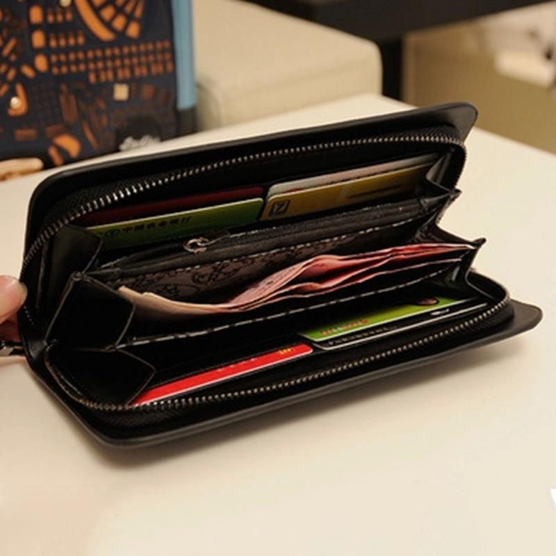 New Fashion Women Lady Long Wallets Purse Female black punk style skull