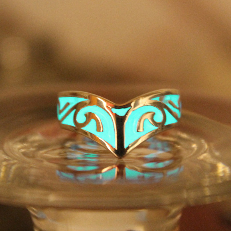 New Glow In The Dark Celtics Ring Glowing Celts symbols Ring Luminous Viking ring Open ring gift