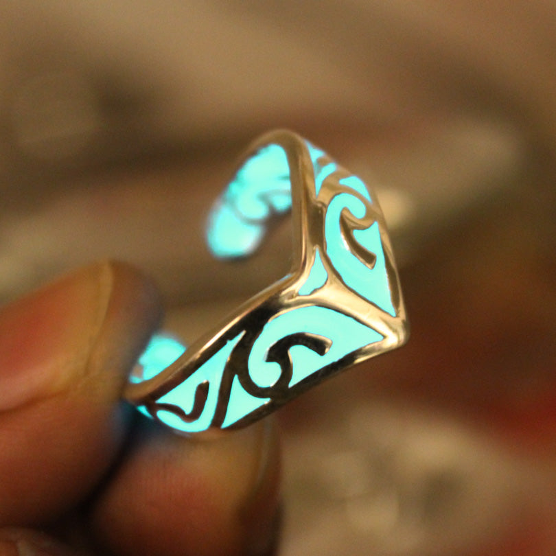 New Glow In The Dark Celtics Ring Glowing Celts symbols Ring Luminous Viking ring Open ring gift