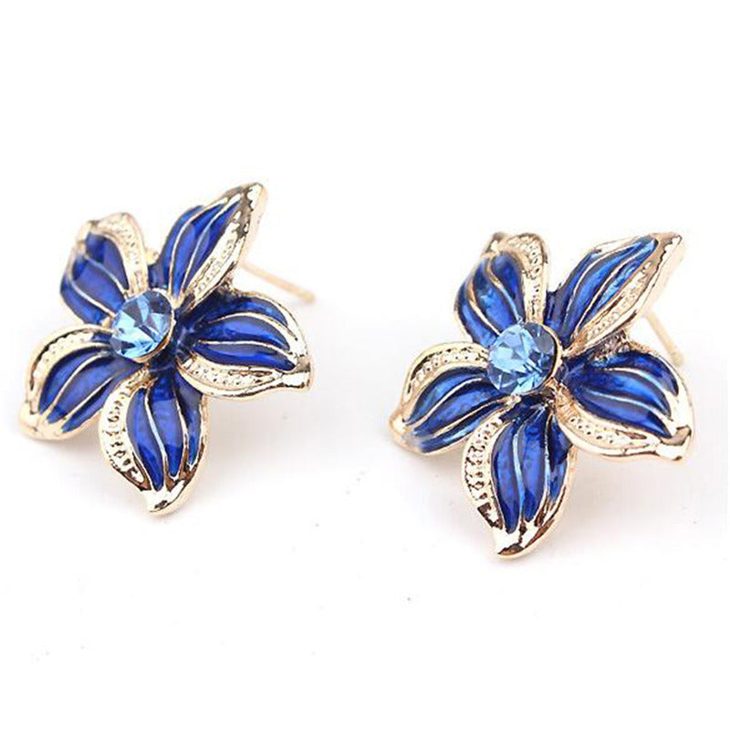 New Jewelry Sets Necklace Earrings Crystal Enamel Flower African Maxi Statement Jewelry Wedding Bridal Pendant Dress Accessories