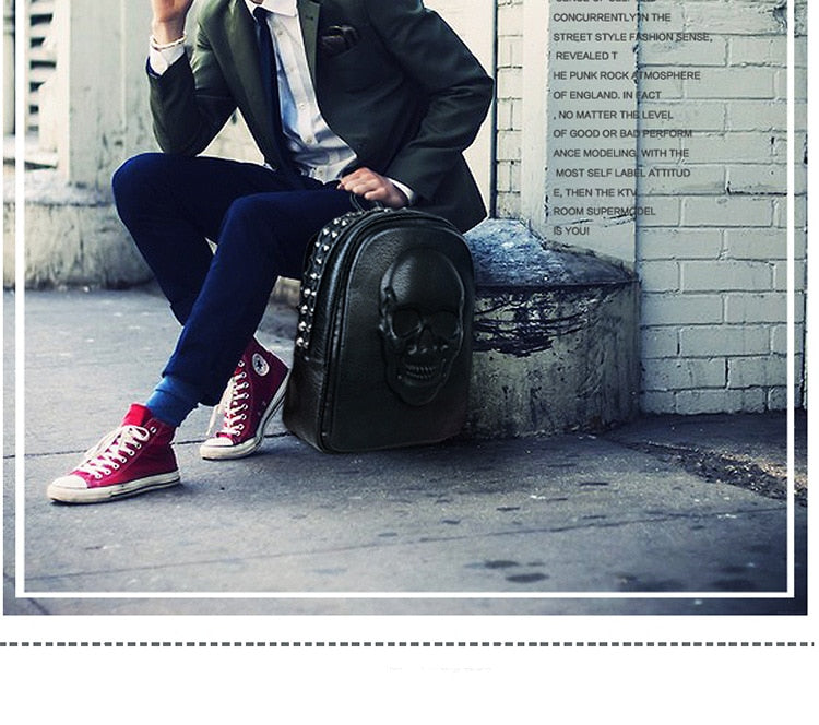 New Shoulder Bag Fashion Personality Skull Head Square Backpack