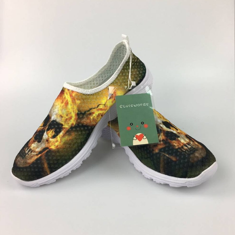 New Mesh Flat Shoes Men's Fashion Skull Fire Summer Smeakers Zapato Breathable Footwear Beach Water Shoes Man Boys Loafers