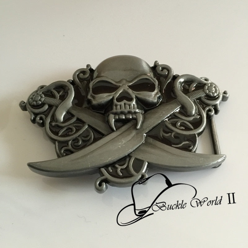 New Style High quality Cool 3D Double Skull Belt Buckle