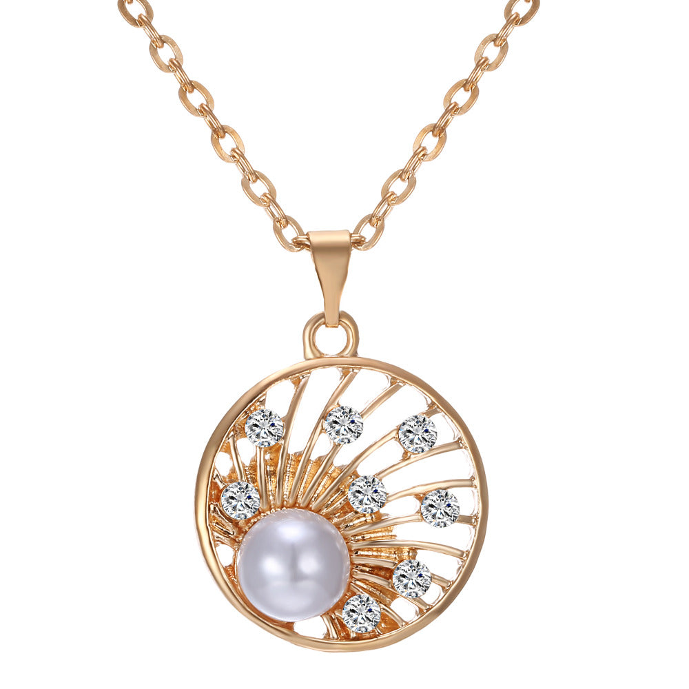 New Wedding Jewelry Set Real Hot gold color Necklaces Earrings Rings Set for Bridal with Big Austrian Crystal Imitation Pearl
