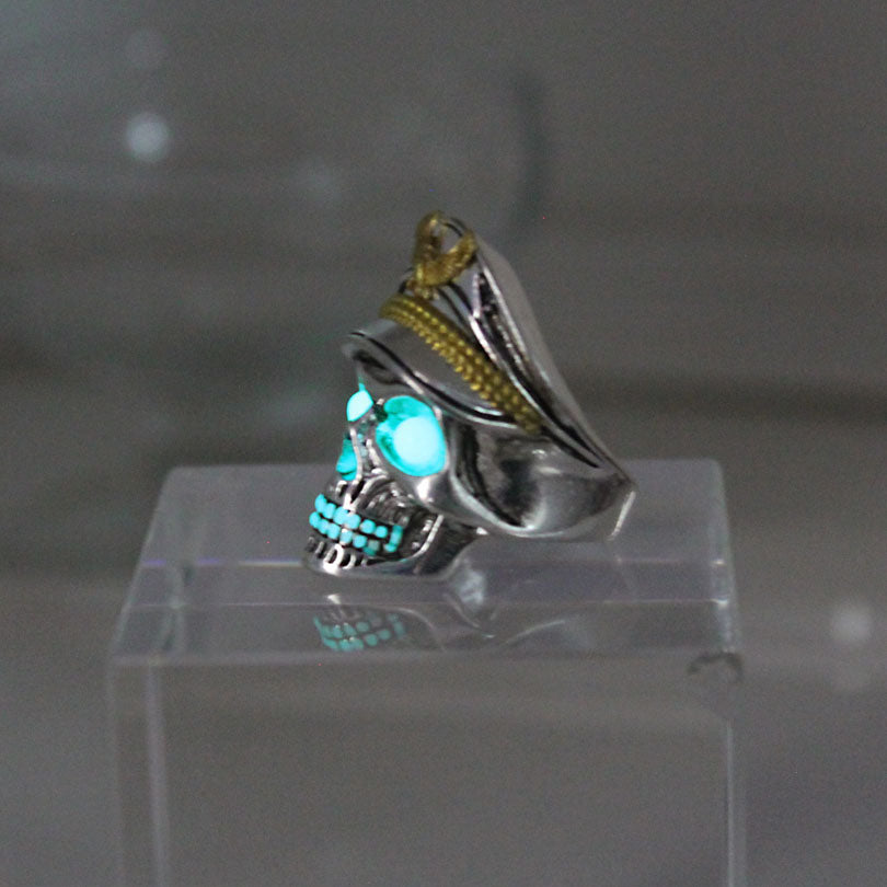 New glow ring Officer skull Ring men women Glowing Ring Luminous World War II Germany rings punk gift Glow In The Dark Jewelry