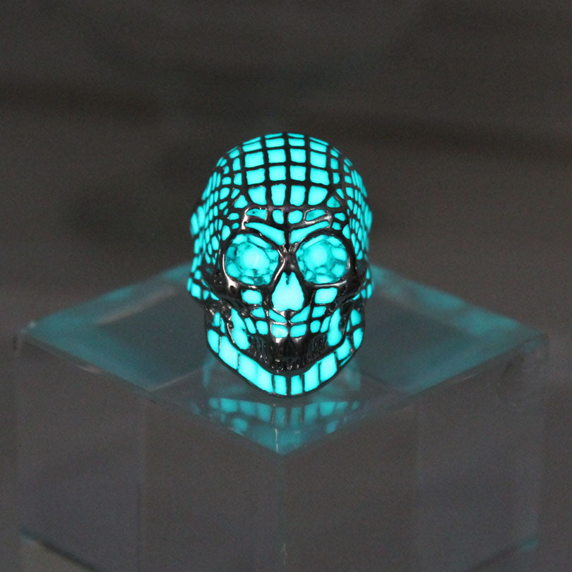 New glow ring skull Ring men women Glowing Ring Luminous rings punk gift Glow In The Dark Jewelry