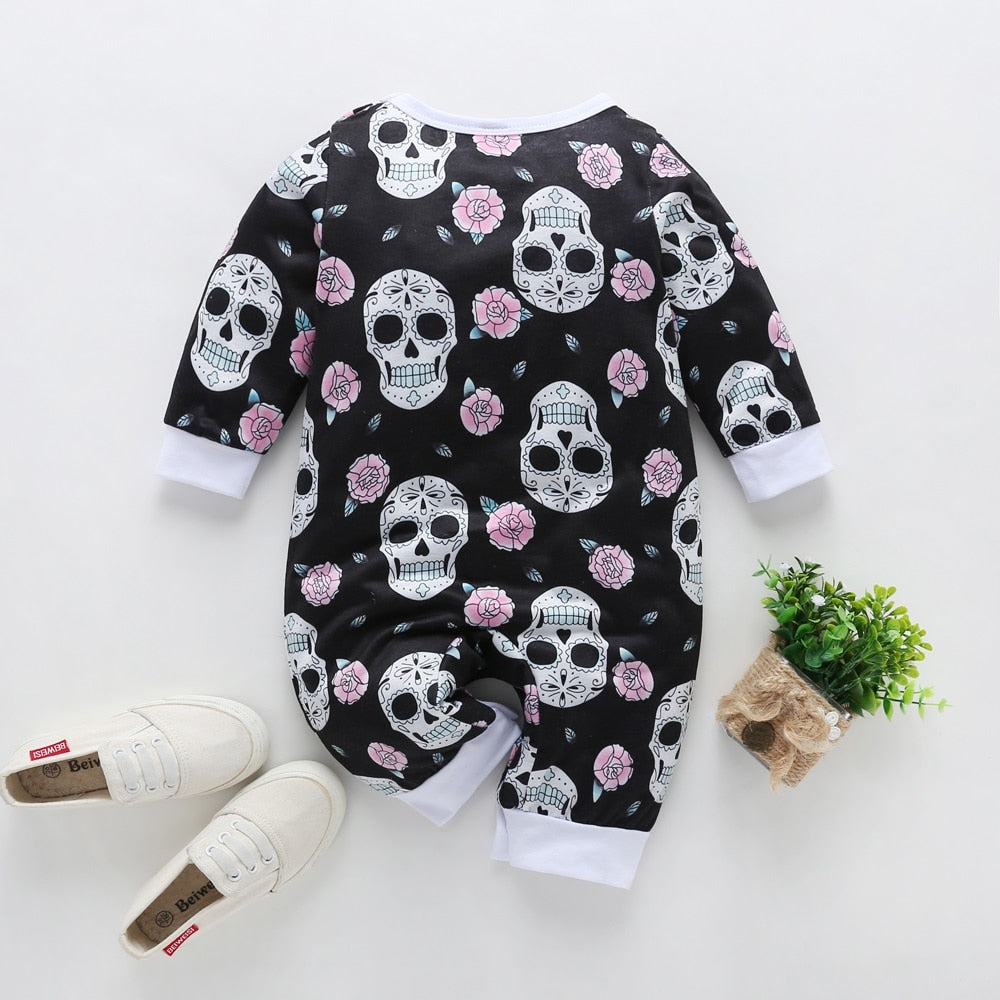 NewBorn Baby Clothes Boy Girl Long Sleeve O neck Cute Floral Skull