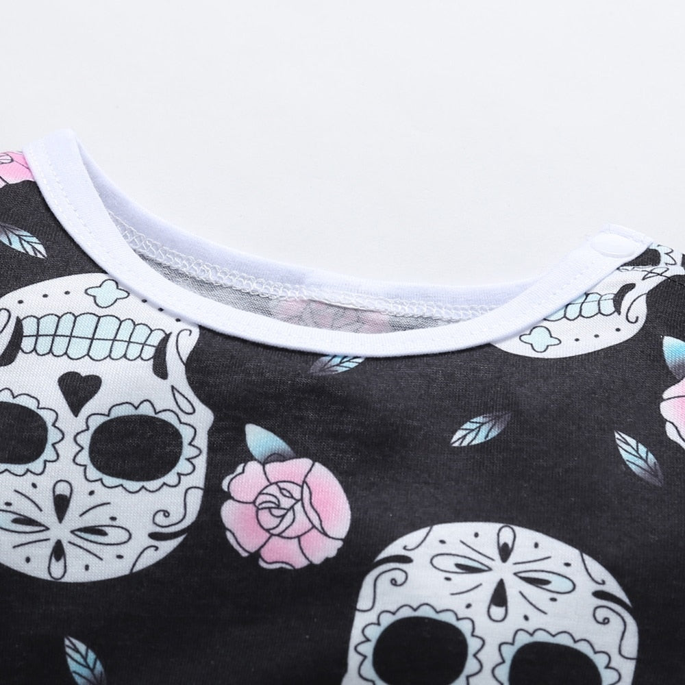 NewBorn Baby Clothes Boy Girl Long Sleeve O neck Cute Floral Skull