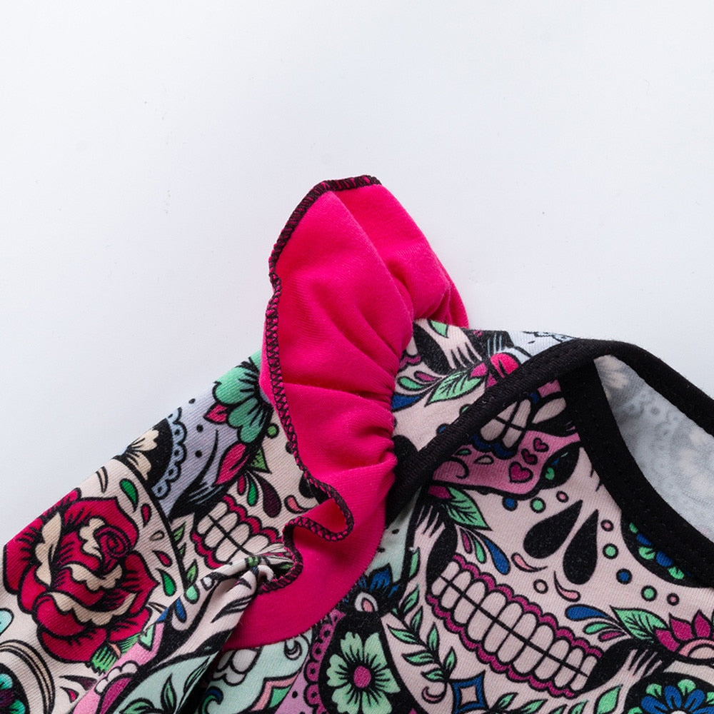2pcs Newborn Baby Skull Romper+headhand