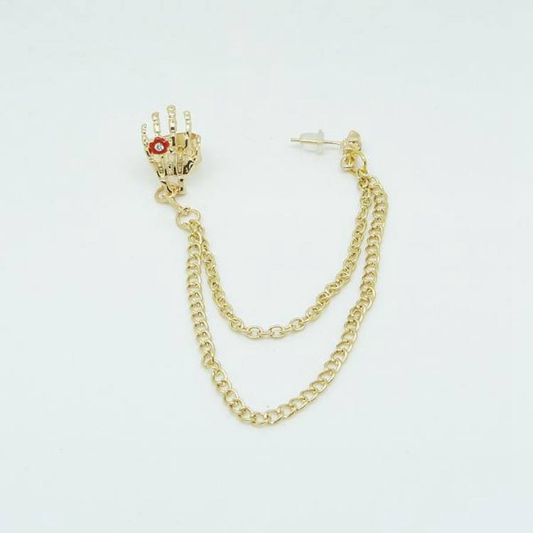 Nightclub Gothic Punk Skull Ear Cuff Earrings for Women Gold-Color Skeleton