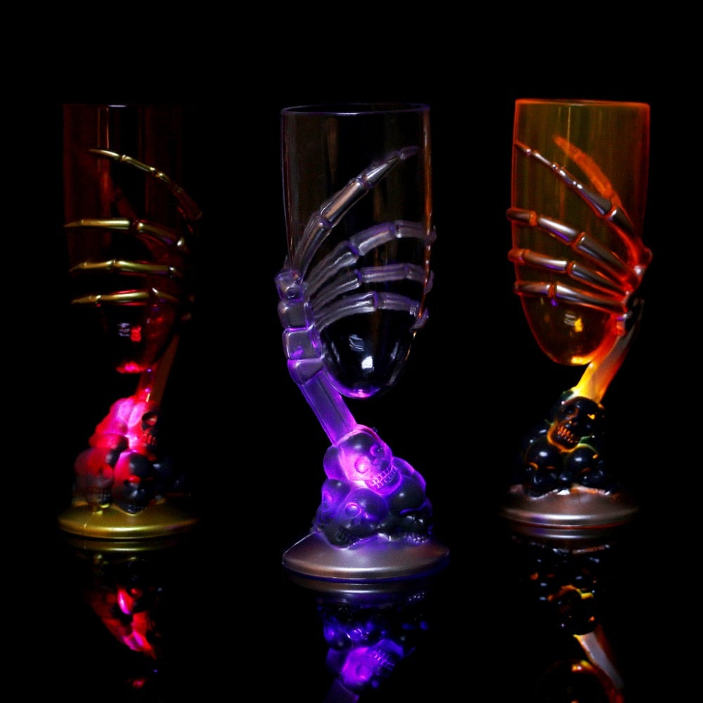 Halloween Party LED Cup 6x18cm Ghost Skull Claws Colorful Light Plastic