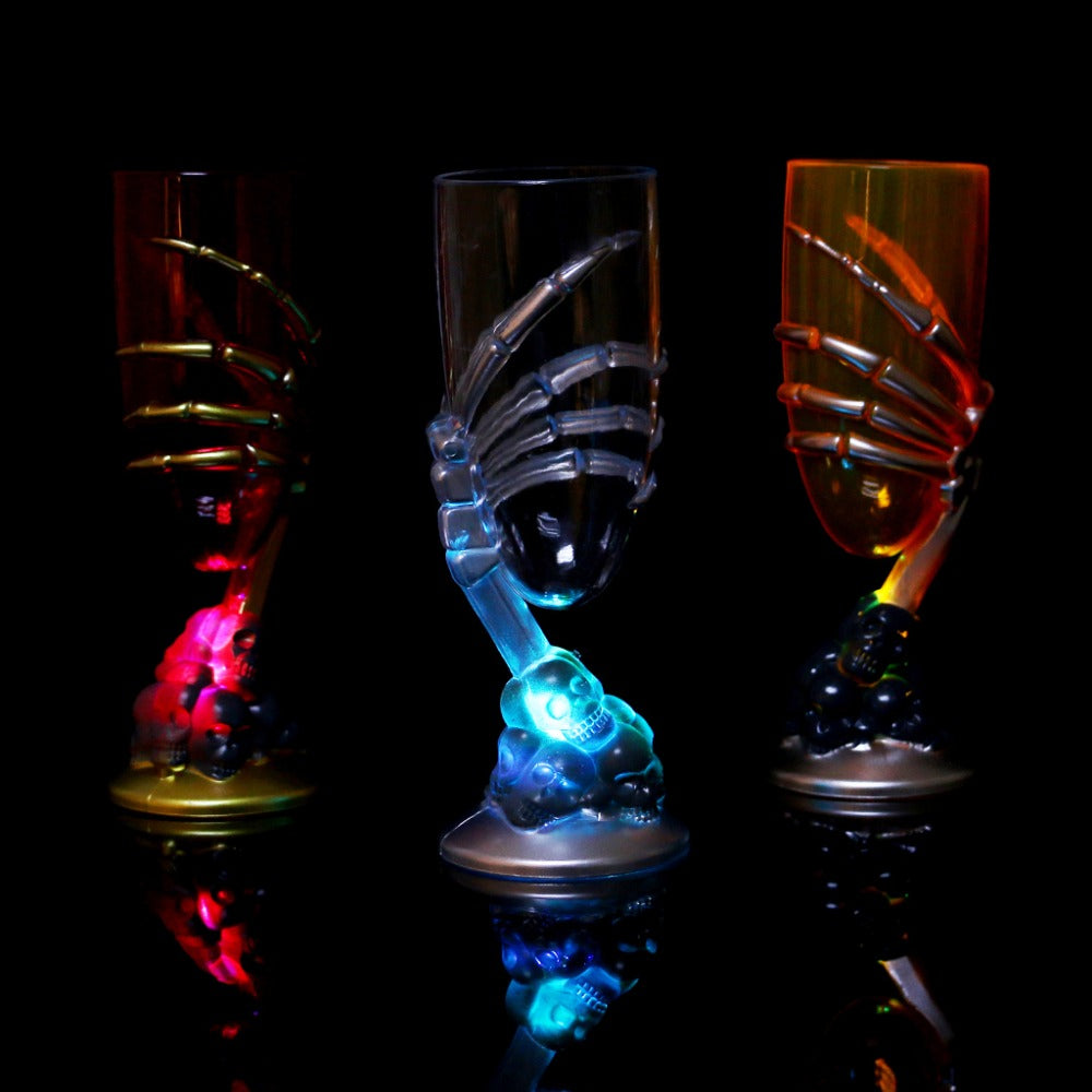 Halloween Party LED Cup 6x18cm Ghost Skull Claws Colorful Light Plastic