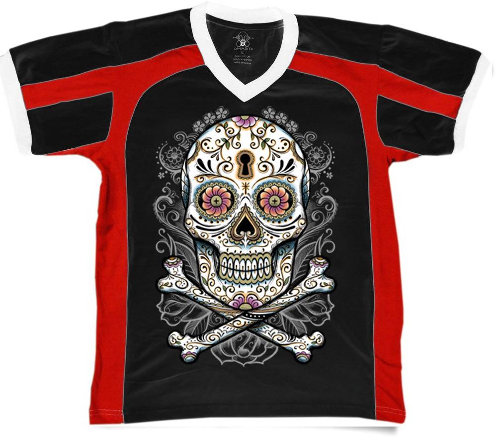 Sugar Skull Day Of The Dead Holiday Tattoos Henna Zombie Retro Sport T-shirt