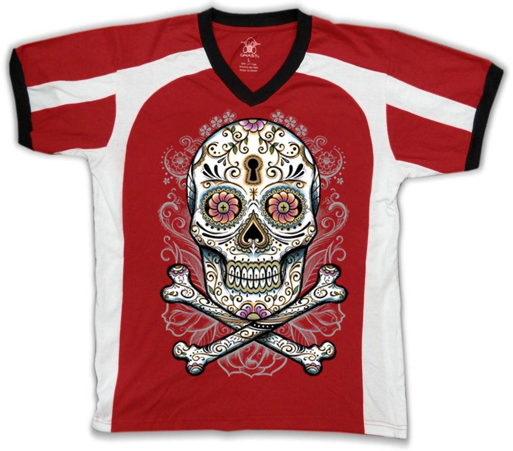Sugar Skull Day Of The Dead Holiday Tattoos Henna Zombie Retro Sport T-shirt