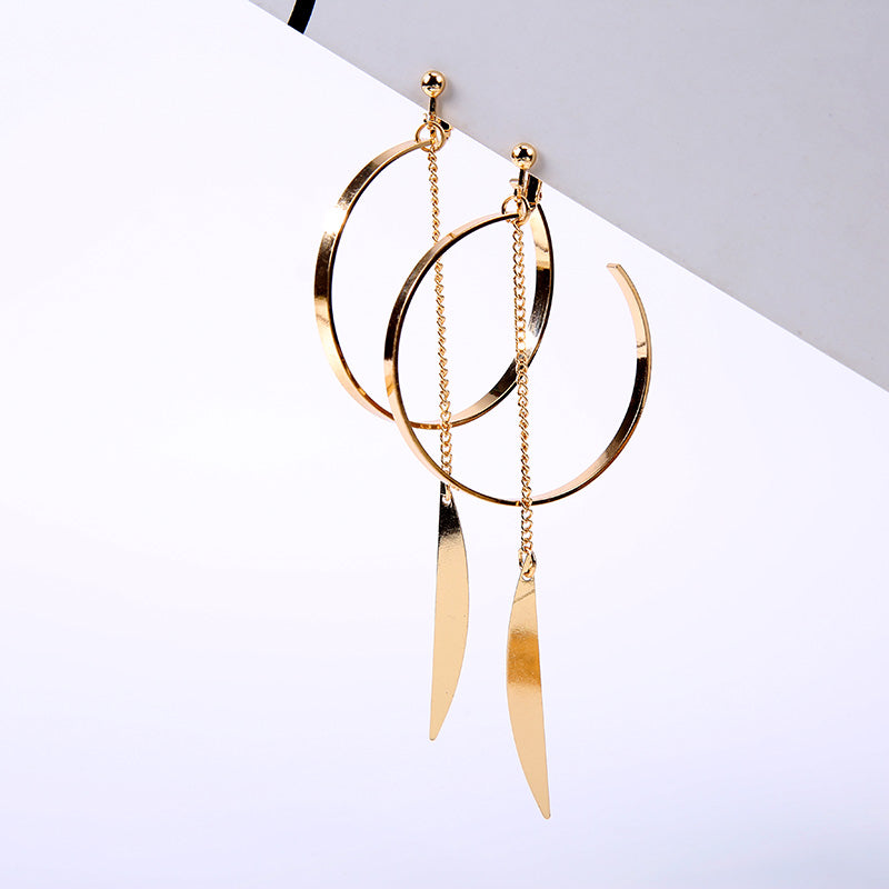 Opened Circle Ear Cuff Clips Women Big Arc Pendant Long Clip on Earrings for Women Girls Cartilage Jewelry non Without Pierced