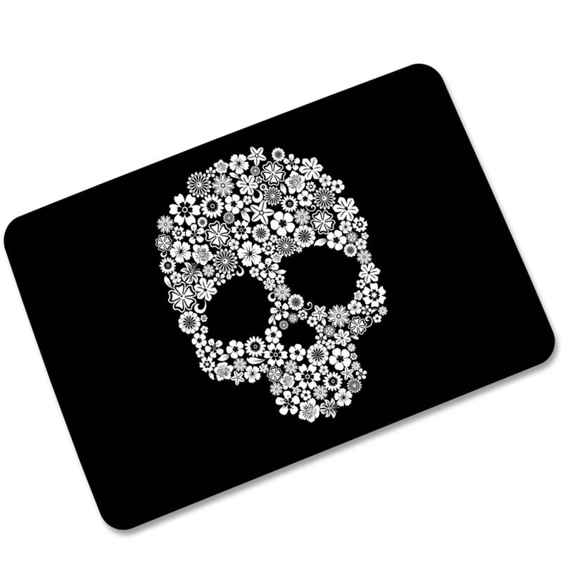 Outdoor Mat for Kitchen Sugar Skull Printed Water Absorption Velvet Carpet