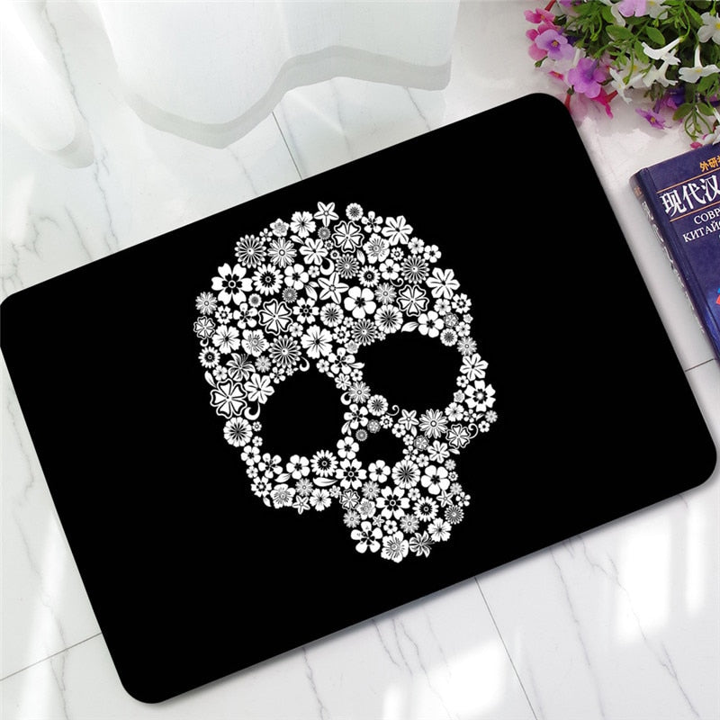 Outdoor Mat for Kitchen Sugar Skull Printed Water Absorption Velvet Carpet