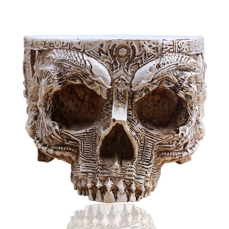 White Antique Sculpture Human Skull Planter Garden Storage Pots Container Macetas Decoration Flower Pot For Home Decor