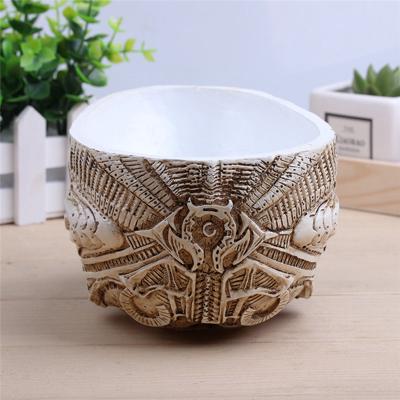 White Antique Sculpture Human Skull Planter Garden Storage Pots Container Macetas Decoration Flower Pot For Home Decor
