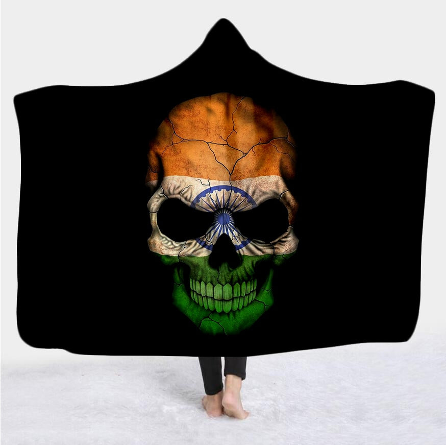 Hooded Blanket for Adult Gothic Color Skull