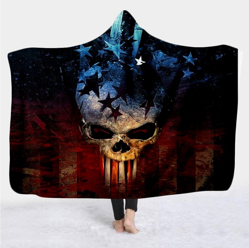 Hooded Blanket for Adult Gothic Color Skull