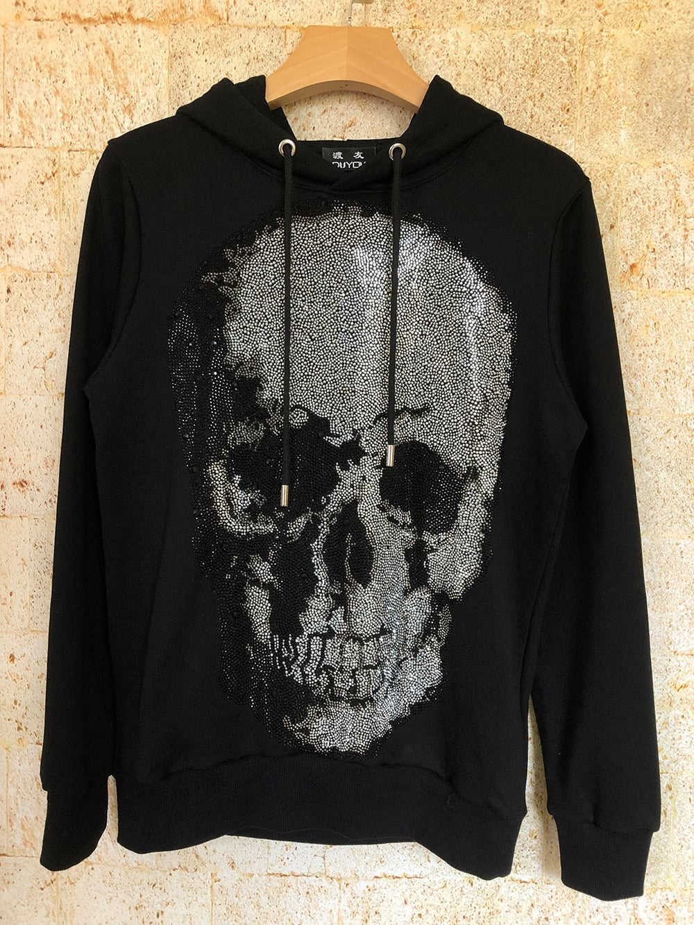 Vintage Big Crystal Shine Skull Graphic Pullover Hoodie Sweatshirt