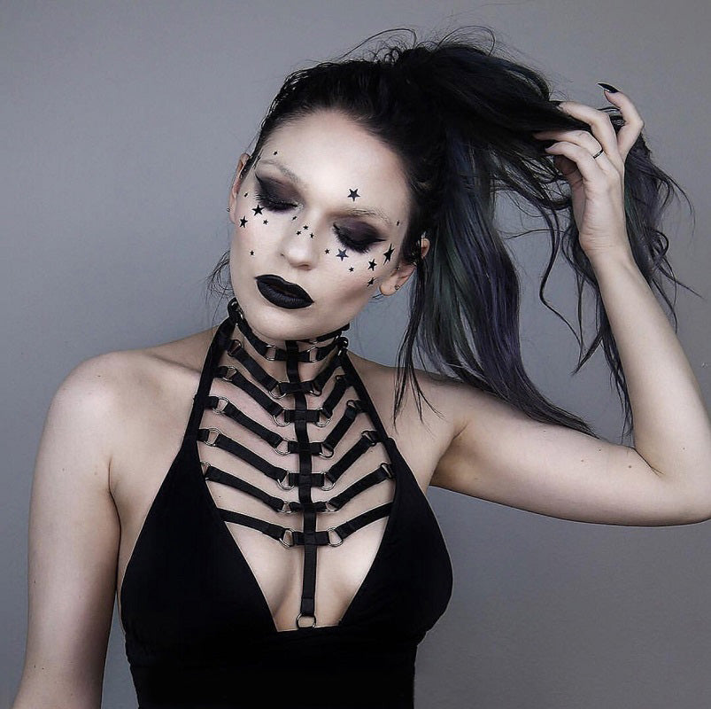 Party Queen Bandage Body Harness For Women Rave Wear Lingerie Sexy Cha   Awesome Skulls