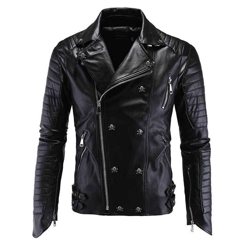 Jackets Skull Rivet Leather Motorcycle Jackets Walking Dead Negan