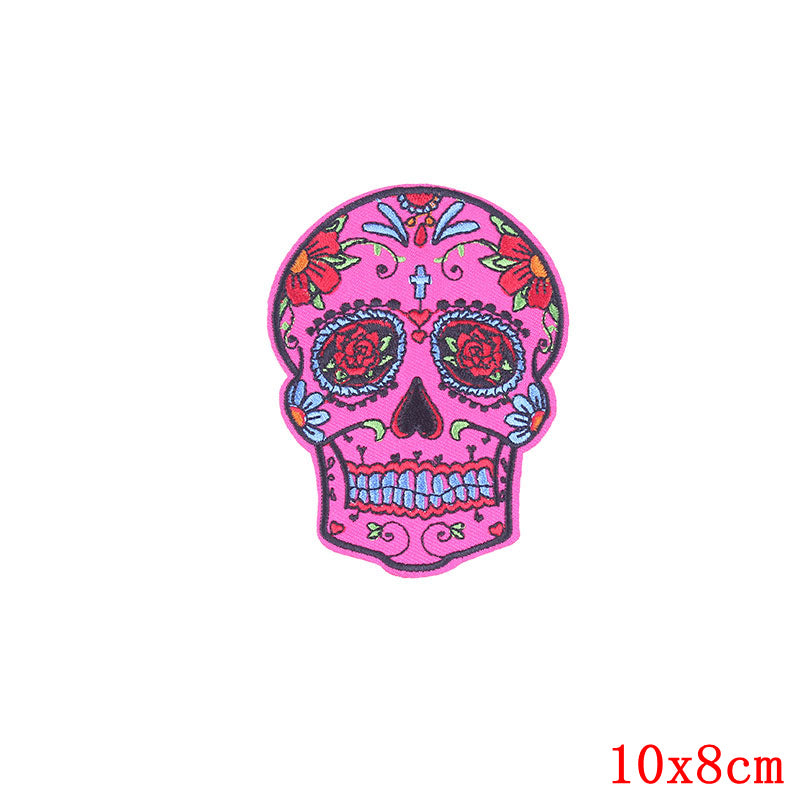 Set of 10 random sugar Skull Embroidery Patches