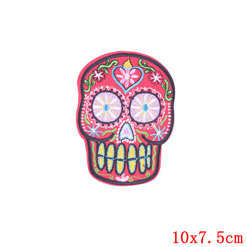 Set of 10 random sugar Skull Embroidery Patches