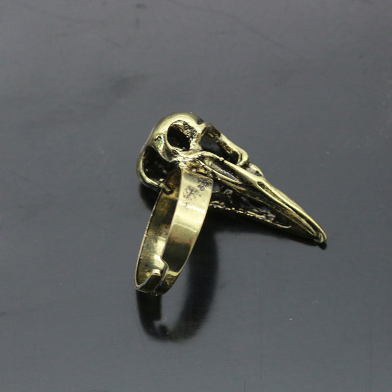 Punk Animal Ring Gothic Bird Skull Ring Steampunk Vintage Gold Jewelry Crow Head Skeleton Rings For Women Men Gift