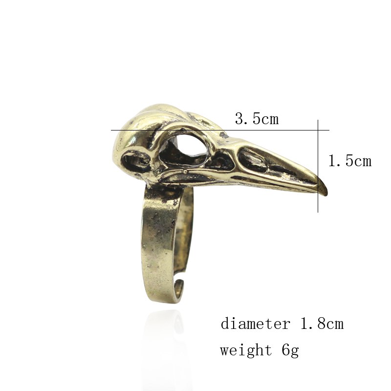 Punk Animal Ring Gothic Bird Skull Ring Steampunk Vintage Gold Jewelry Crow Head Skeleton Rings For Women Men Gift