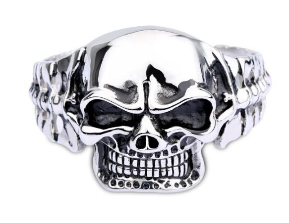 Punk Cool Men's 316L Stainless Steel Huge Heavy Skeleton Skull Bangle Gothic Mens Biker Rocker Punk Bracelet Bangle Cuff Jewelry