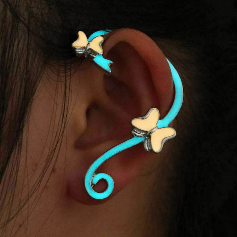 Punk Ear Cuff Wrap Glow In The Dark Shellhard Trendy Luminous Ear Clip Earrings Stud Earrings For Women Jewelry