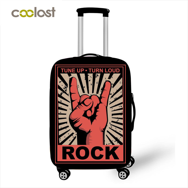 Punk Rock Guitar Rose Skull Suitcase Cover Travel Accessories Elastic Protective Luggage Covers Anti-dust Case Cover 18-28 inch