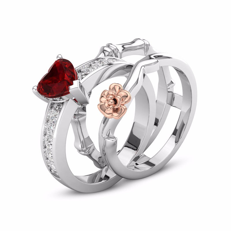 Punk Skeleton Ring set For Women Purple Crystal Skull Rings Black silver Color Fashion Crystal Jewelry