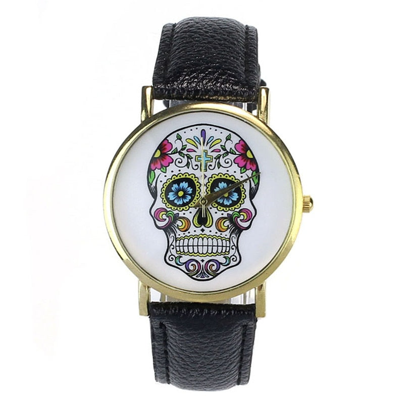 Punk Skull Pattern Watches Women Fashion Brand Leather Watch Sport Men Analog Wristwatch Luxury Relogio Feminino