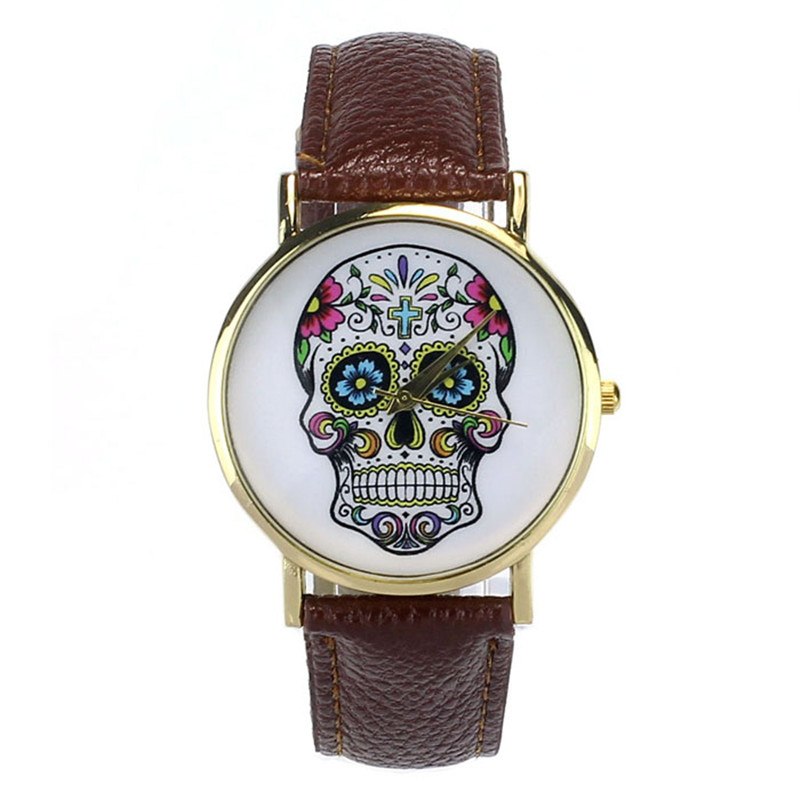 Punk Skull Pattern Watches Women Fashion Brand Leather Watch Sport Men Analog Wristwatch Luxury Relogio Feminino