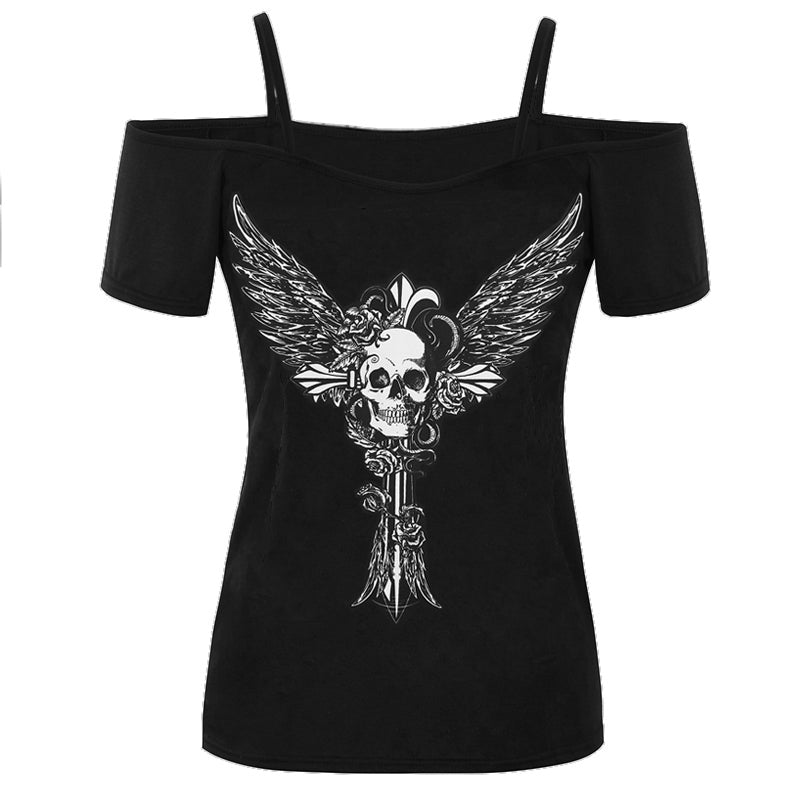 Women T-Shirts Short Sleeve Harajuku Girls Punk T-Shirt Casual Skull Print T Shrits Tee Tops plus size WS7792M