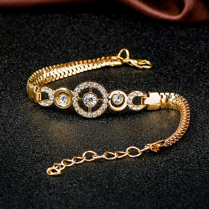 Brand Round Crystal CZ Hand Chain Bracelets for Women Gold Color Twisted Bracelet & Bangle Engagement Jewelry Wholesale