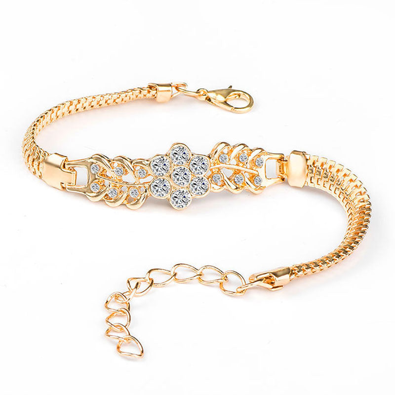 Brand Round Crystal CZ Hand Chain Bracelets for Women Gold Color Twisted Bracelet & Bangle Engagement Jewelry Wholesale