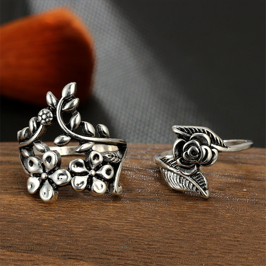 4pcs Bague Femme Vintage Knuckle Rings for Women Turkish Big Flower Leaf Midi Finger Ring Set Boho Punk Jewelry 2018
