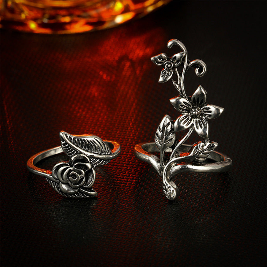 4pcs Bague Femme Vintage Knuckle Rings for Women Turkish Big Flower Leaf Midi Finger Ring Set Boho Punk Jewelry 2018