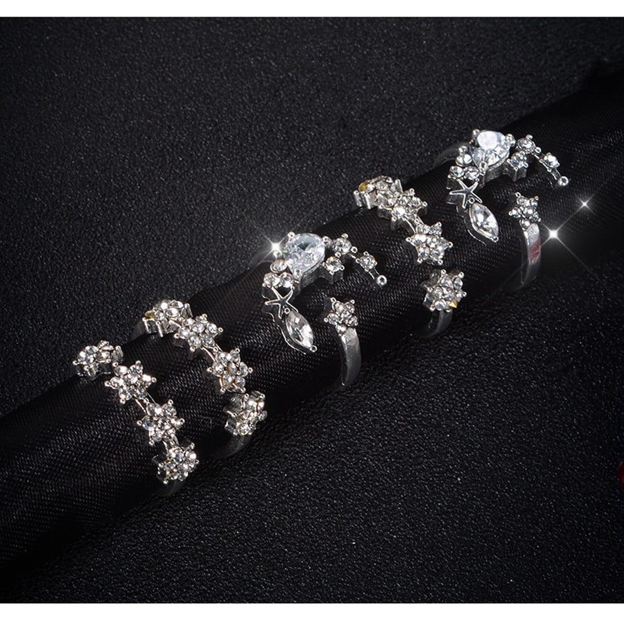 5pcs New Rings for Women Tiny Crystal Moon Finger Knuckles Ring Set Alliance Female Jewellery Party Wedding Bague Femme