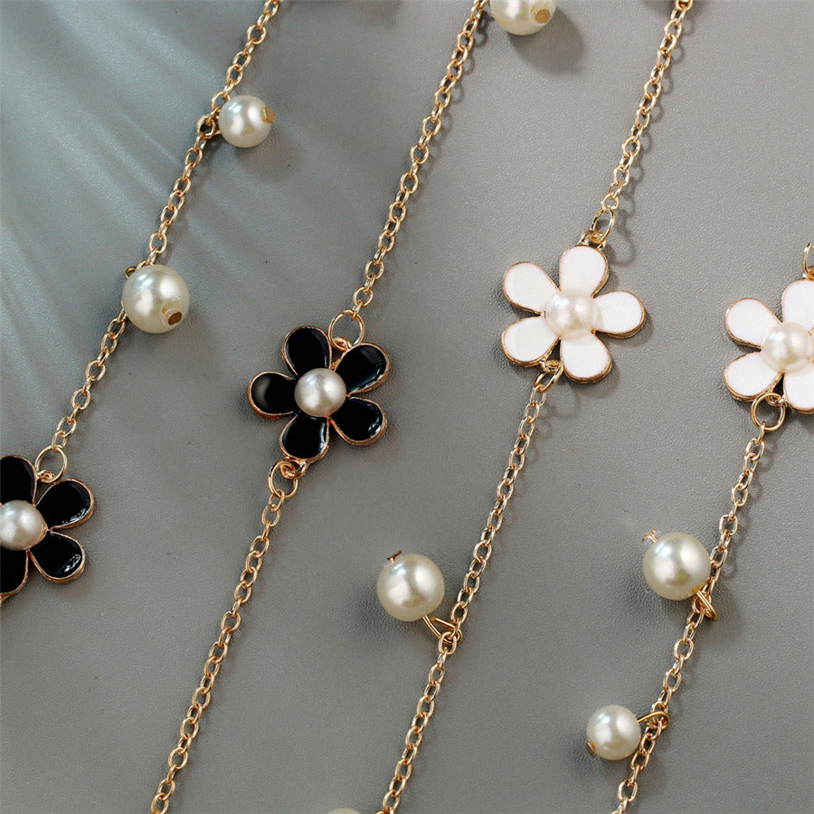 Flower Long Necklace for Women Fashion Simulated Pearl Jewelry Tassel Perlas Necklaces & Pendants Bijoux Femme Perle